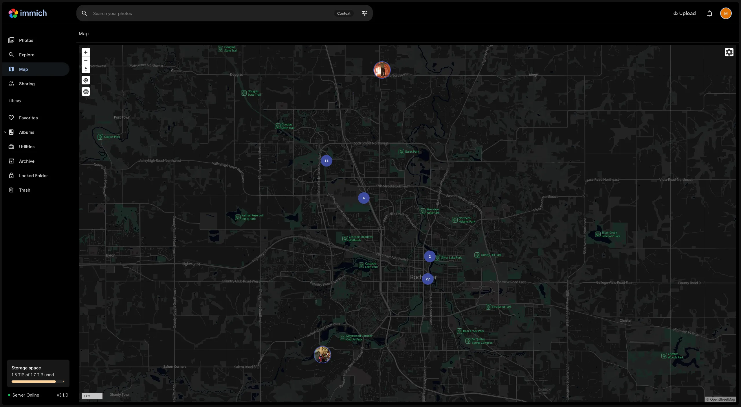 Map of Rochester, Minnesota with clickable image circles.