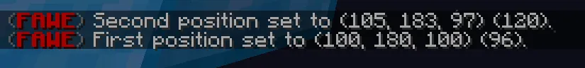 WorldEdit selection confirmation messages.